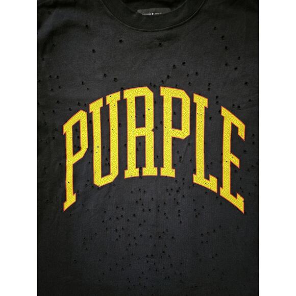 Purple Brand Heavy Jersey Distressed T-Shirt Logo SZ M - Picture 3 of 7